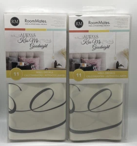 2 Pack Room Mates Always Kiss Me Goodnight Peel Stick Quote Wall Decals - Picture 1 of 5