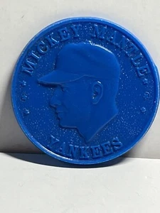 1960 Armour Baseball Coin Mickey Mantle New York Yankees NRMT Blue Medal / Coin - Picture 1 of 4