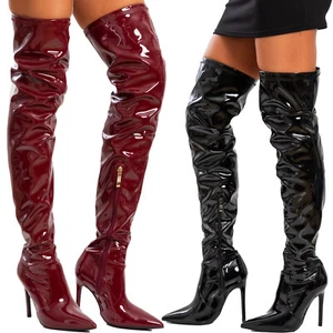 TOOCOOL X8248 Women's Vinyl Effect High Knee High Boots - Picture 1 of 14