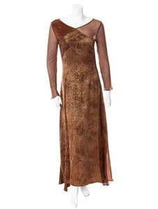 ALBERTA FERRETTI Crushed Velvet Silk Evening Dress Gown It 42 - US 6 - Picture 1 of 5