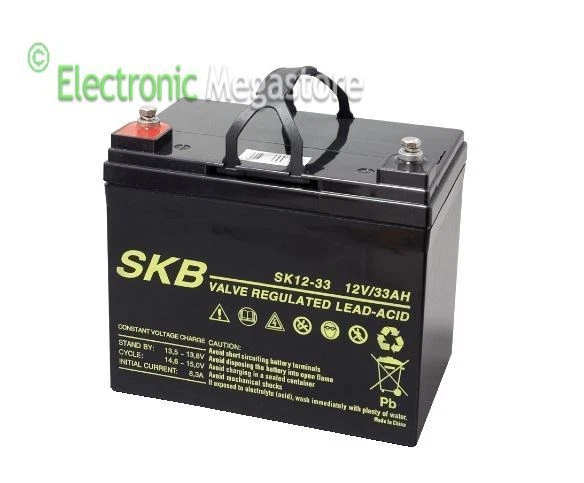 BATTERIA AL PIOMBO RICARICABILE 12V 33A SKB PER USO CICLICO