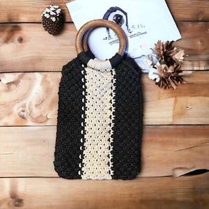 NEW Curateur Laude Macrame Bag The Label Gabby Black White Boho Bohemian - Picture 1 of 8