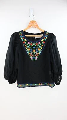 Blusa COOPER by Trelise "Club Tropicana chiquitita" negra manga larga talla UK10 Foto 1 de 4