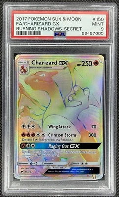 2017 Pokemon S&M Burning Shadows Charizard GX Secret Rare 150/147 PSA 9 Mint - Image 1 of 2