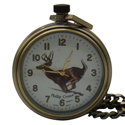 Majesti Phillip Crowe Signature Series Pocket Watch Buck Deer Design  - Image 1 of 4