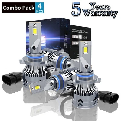 For Dodge Monaco 1990-1992 4Pcs LED Headlight Bulbs 9005 High Beam 9006 Low Beam - Image 1 of 4