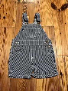 Salopette vintage Garanimals Jean Co a righe pantaloncini 3T conduttore treno - Foto 1 di 5