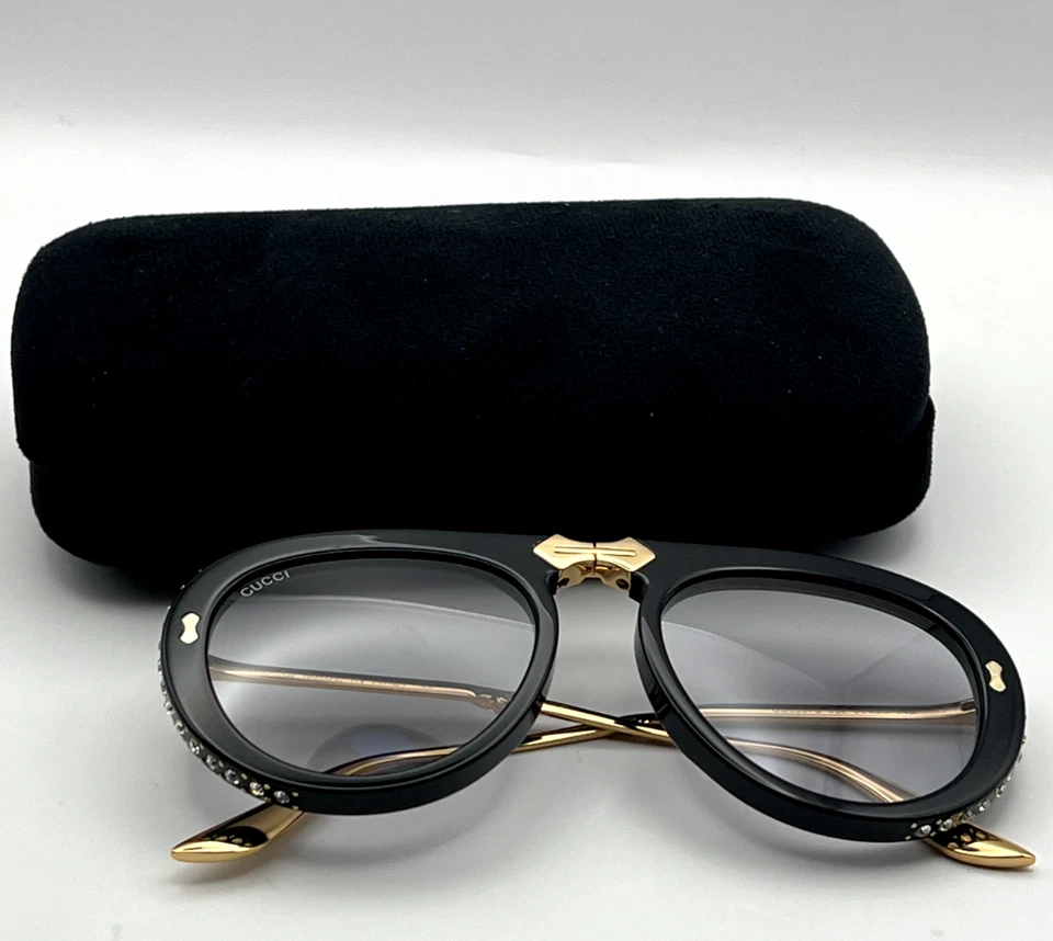 Gucci GG0307S Aviator Women's Sunglasses - Grey Lens/Black Frame