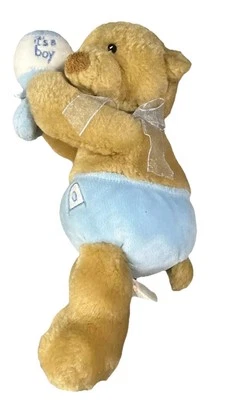 Gund Baby Welcome Little One Blushing Blue Teddy Bear Plush Baby Boys Rattle - Image 1 of 4