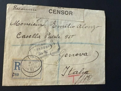 1918 British Palestine WWI Censor Army Post Reg. Cover from Italian Contingent - Image 1 of 2