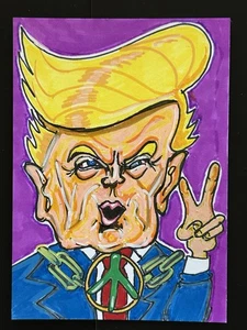 ACEO Sketch Trading Custom Card Original Art 1/1 POTUS 47 Donald J. Trump !✌️ ! - Bild 1 von 2