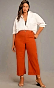 ANTHROPOLOGIE COLETTE MAEVE MAGIC FABRIC CROP WIDE-LEG HOSE PANTS ORANGE 34 - Bild 1 von 6