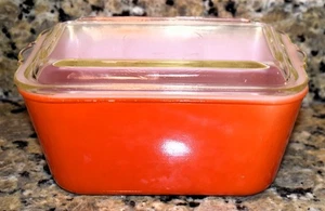 VINTAGE GLASBAKE ORANGE BREAD LOAF BAKING DISH WITH LID - Picture 1 of 6