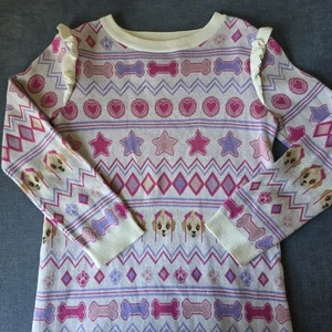 PAW Patrol x Andy & Evan Skye Sweater Dress Girls 6X Pink Knit Fair Isle - Picture 1 of 7