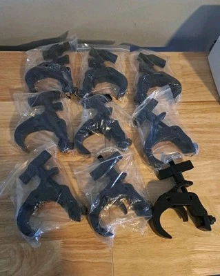 9pcs 330lbs Heavy Duty Stage Lighting Clamps Aluminum 40-52mm  Pipe Diamet Black - Image 1 of 4