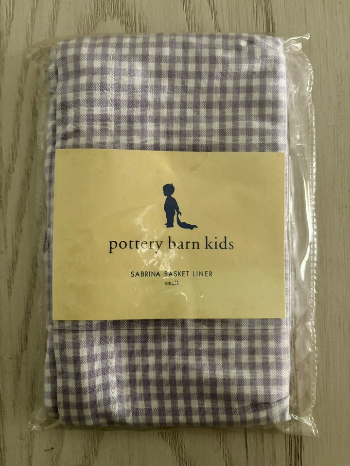 Forro de canasta Pottery Barn Sabrina pequeño púrpura a cuadros 100 % algodón NUEVO Foto 1 de 4