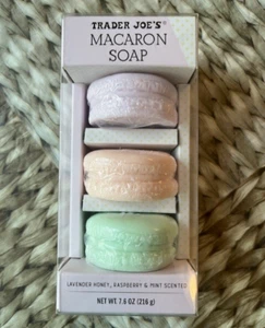 Trader Joe's Macaron Spa Soap Set of 3 Lavender Honey, Mint, Raspberry Sealed - Picture 1 of 5