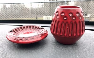 MCM ITALIAN ASHTRAY CIGARETTE HOLDER SET ALDO LONDI BITOSSI RARE RIMINI RED - Picture 1 of 13