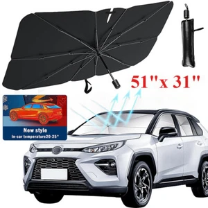 51" Car Windshield Sun Shade Foldable Umbrella Front Window Cover Visor Umbrella - Picture 1 of 15