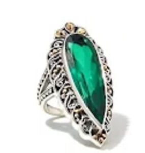Bali Designs by Robert Manse 9.94ctw Emerald Quartz Doublet Ring 9 $589