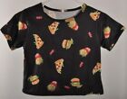 Unbranded Size 12 - 14 Black Fries Pizza Fried Junk Food Stretch Crop Top Cas...