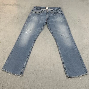 Vintage True Religion Jeans Mens 36x34 Blue Denim Bobby Boot Cut Light Wash Y2K - Picture 1 of 21