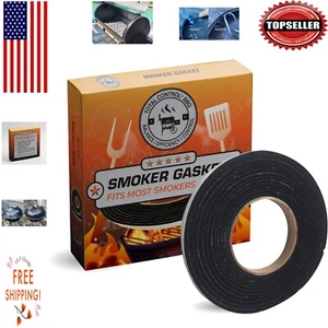 Black Hi-Temp 1/2 Inch Self-Stick Smoker Gasket - Perfect for BBQ Lovers - Picture 1 of 10