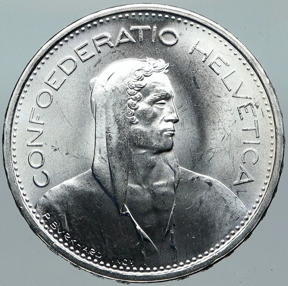 1966 B Switzerland Founding HERO WILLIAM TELL 5 Francs Silver Swiss Coin i88444 - Image 1 of 3