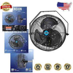 12 Inch Water-Resistant High Velocity Wall Mount Fan for Indoor & Outdoor Use - Picture 1 of 10