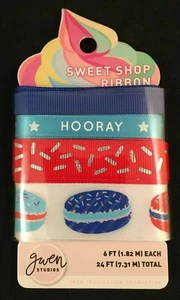 Gwen Studios - Sweet Shop Ribbon - Patriotic & Macaroons - 6 Ft Each/24 Ft Total - Picture 1 of 3