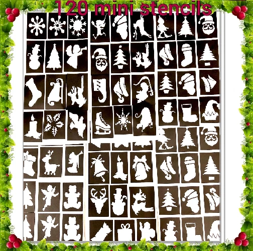 THE UNIQUE LITTLE GIFT SHOP LTD christmas glitter tattoo stencils mini 120 pack