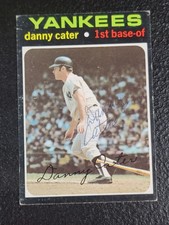 DANNY CATER  auto signed autograph 1971 Topps Baseball  New York Yankees
