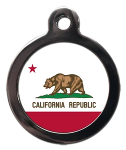 Pet ID tag Flag of California design, personalised  - Picture 1 of 2