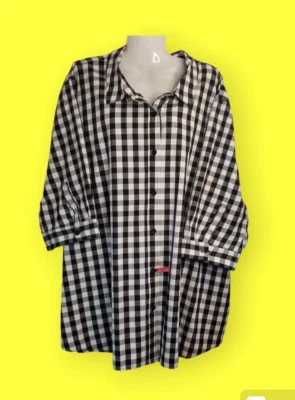 Camisa Blusa Mujer Dentro Cuadros Blanco y Negro Falta 1 Botón Talla 3X Foto 1 de 4