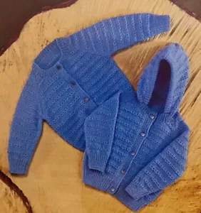 Baby Knitting Pattern For Easy Knit Jackets In DK & 4ply To Fit 21-24” H23 - Picture 1 of 2