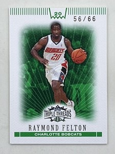 Raymond Felton 2007-08 Topps Triple Threads Emerald /66 #14 Sports Bobcats Card