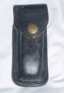 BUCK Black Leather Folding Pocket Knife Sheath 112 Size (Sheath Only) Brass Snap - Picture 1 of 13