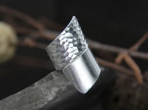 B25 Ring gebogen gehämmerte Optik Sterling Silber 925 - Bild 1 von 5