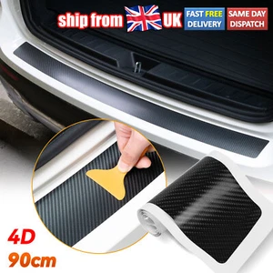 Car Rear Boot Bumper Sill Carbon Fiber Protector Plate Trim Strip Cover Guard 4D - Picture 1 of 5
