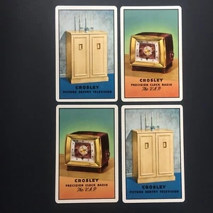 (4) single CROSLEY playing cards-VINTAGE 1950s-RADIO electronics TELEVISION--NEW - Picture 1 of 2