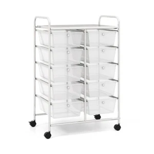 10-Drawer Home Office Utility Rolling Storage Organizer Cart w/Lockable Wheels - Picture 1 of 10
