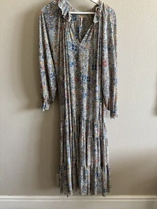 Free People Feeling Groovy Long Sleeve Floral Maxi Dress Yellow Size S-flaw - Picture 1 of 9