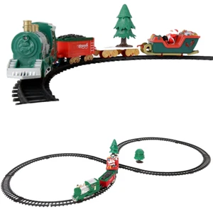 Christmas Santa's Holiday Train Set-20 Pieces Long Railway with Light & Music - Picture 1 of 11