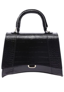Black Italian leather handbag Mock Croc - Picture 1 of 5