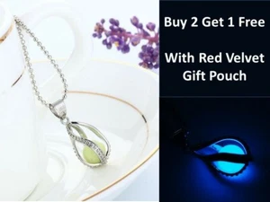 The Little Mermaid Glow Necklace | Glowing Pendant | Silver Chain Gift - Picture 1 of 6