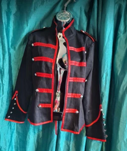 Banned new military black jacket,red edged,red ribbon corsettry. SizeLch 38" - Picture 1 of 10