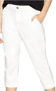 Pantalones informales de mezclilla chinos de algodón blanco con bolsillos de jean para dama - Imagen 1 de 10