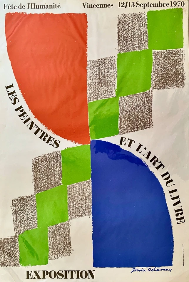 Affiche originale SONIA DELAUNAY, Fête de l'Humanité, Peintres et Livres 1970 - Photo 1/1