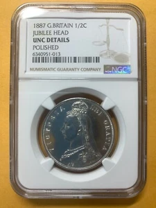 1887 G. Britain 1/2C JUBILEE HEAD UNC Around MS62 - Picture 1 of 2