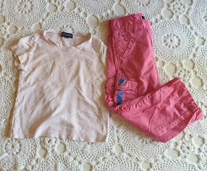 Ralph Lauren Girls 3 Pink Top shirt & tommy hilfiger pink cargo pants set bundle - Picture 1 of 20